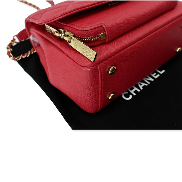 CHANEL Business Affinity Small Caviar Quilted Shoulder Bag Red