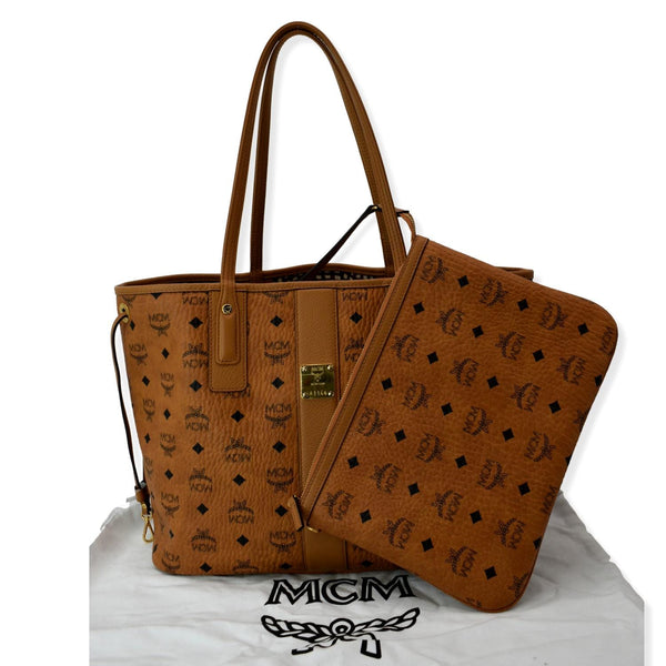 MCM Reversible Liz Medium Visetos Canvas Tote Bag Cognac