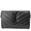 YVES SAINT LAURENT Monogram Grain De Poudre Leather Wallet Black