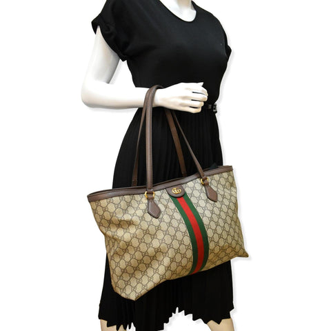 GUCCI Ophidia Medium GG Supreme Canvas Tote Bag Beige 631685