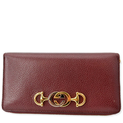 Gucci Zumi Zip Around Grainy Leather Wallet Bordeaux 570661