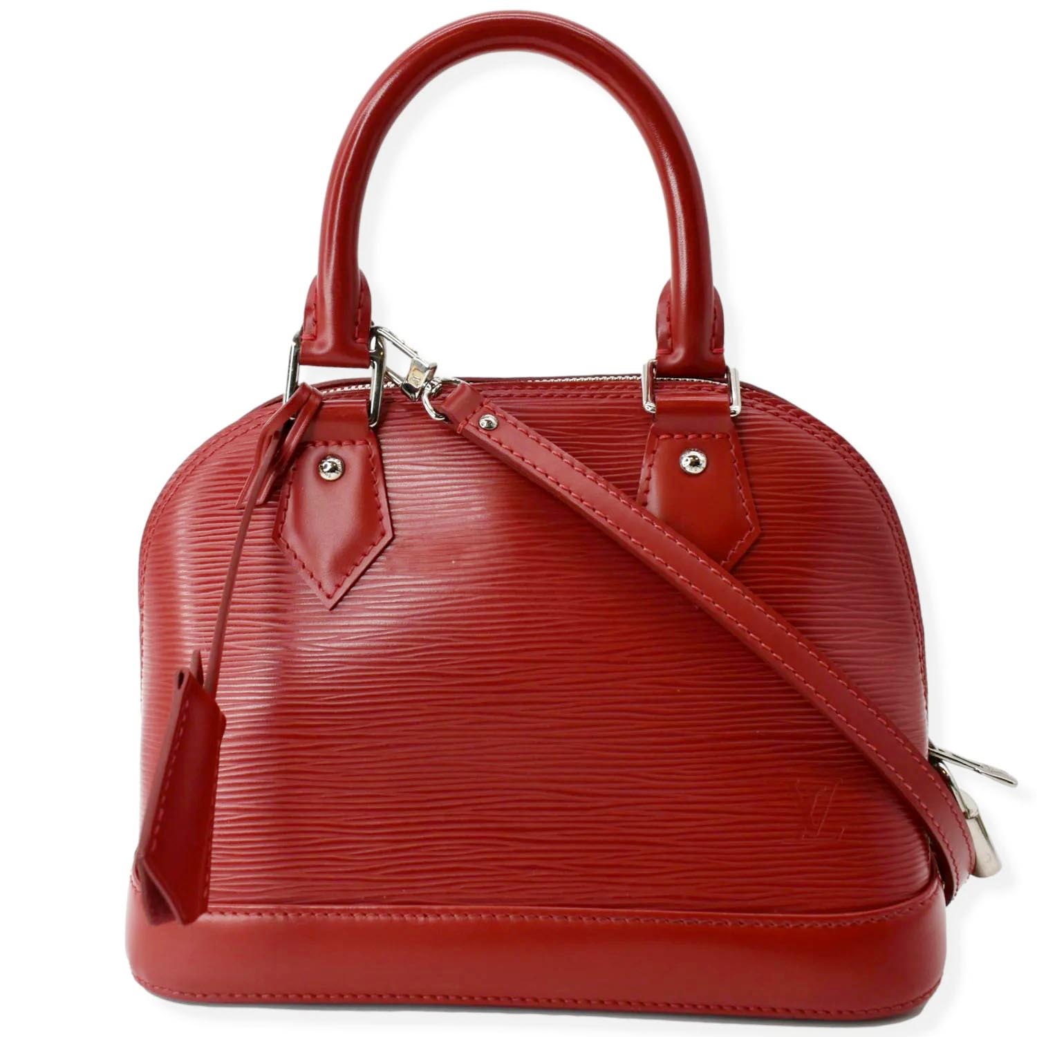 LOUIS VUITTON Alma BB Epi Leather Satchel Crossbody Bag Red