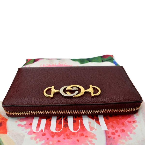 Gucci Zumi Zip Around Grainy Leather Wallet Bordeaux 570661