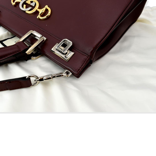 GUCCI Zumi Medium Leather Top Handle Bag Burgundy 564714