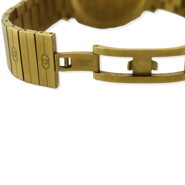 Gucci Grip GG Engraved Quartz Gold Stainless Steel Watch 35MM