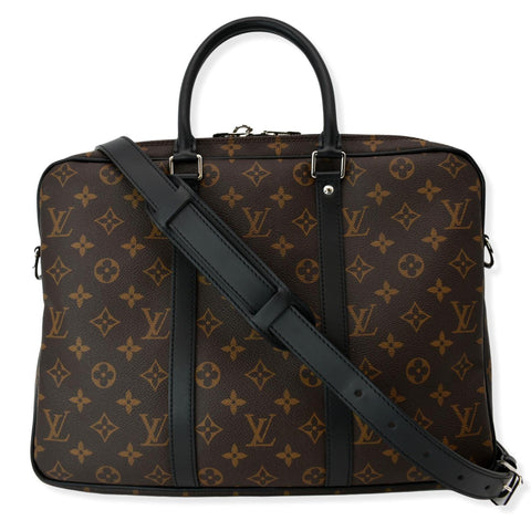 LOUIS VUITTON Porte Documents Voyage PM Monogram Canvas Briefcase Bag Brown