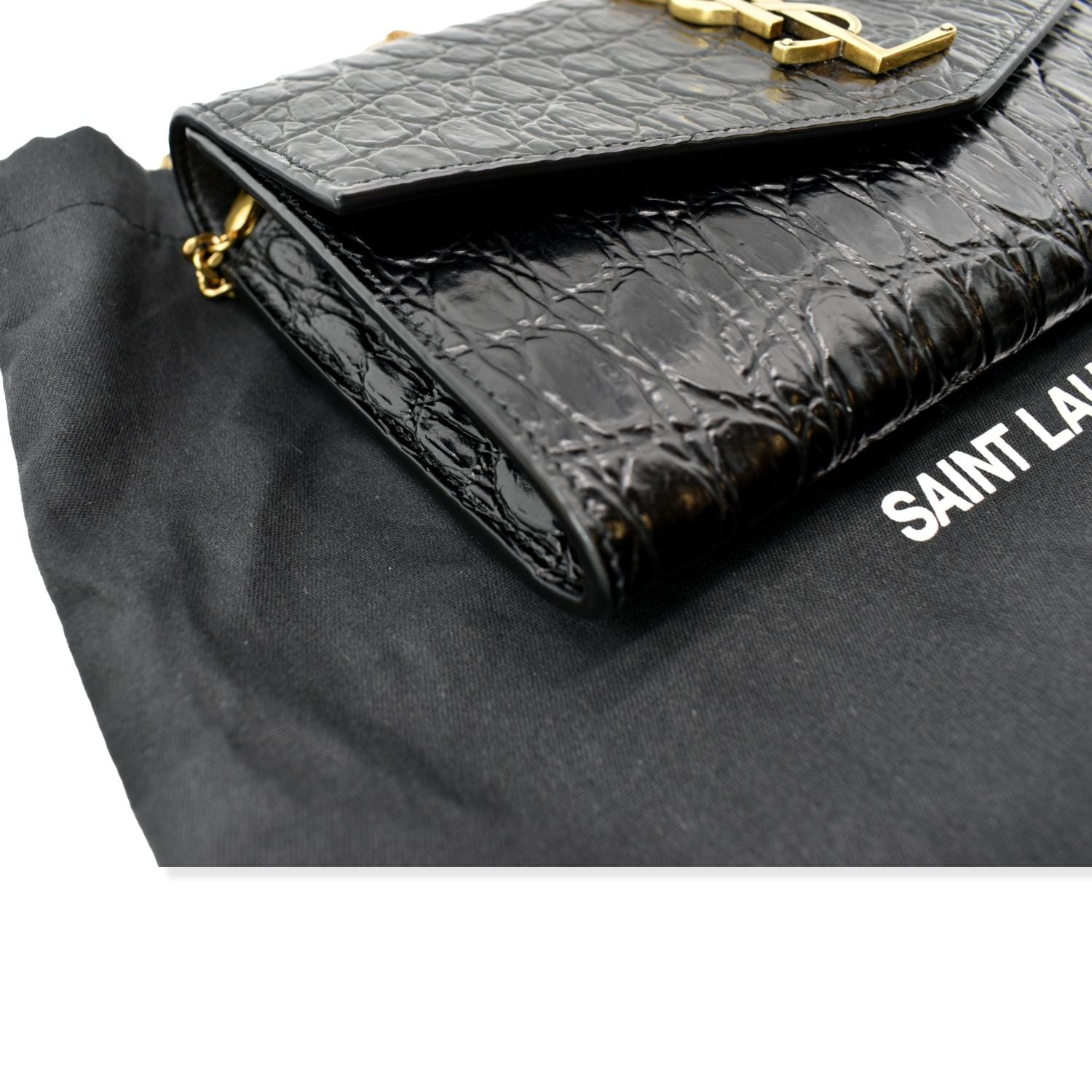 SAINT LAURENT Uptown croc-effect leather pouch