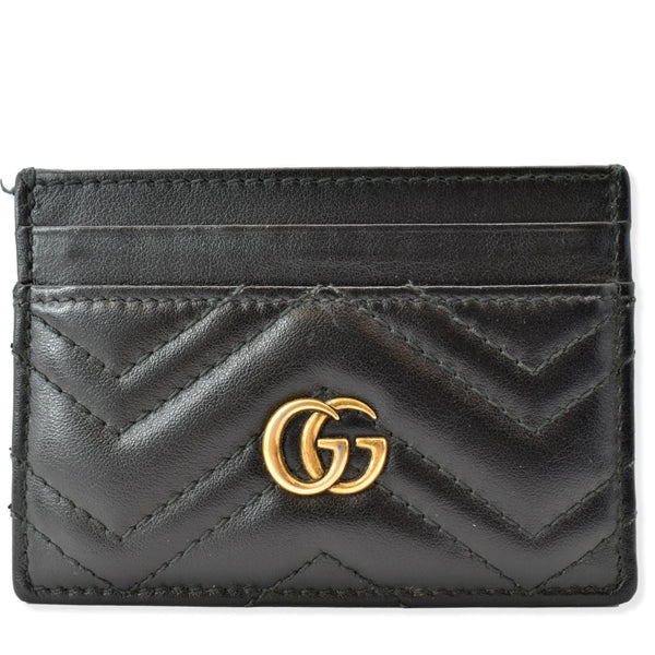 GUCCI GG Marmont Leather Card Case Black 443227
