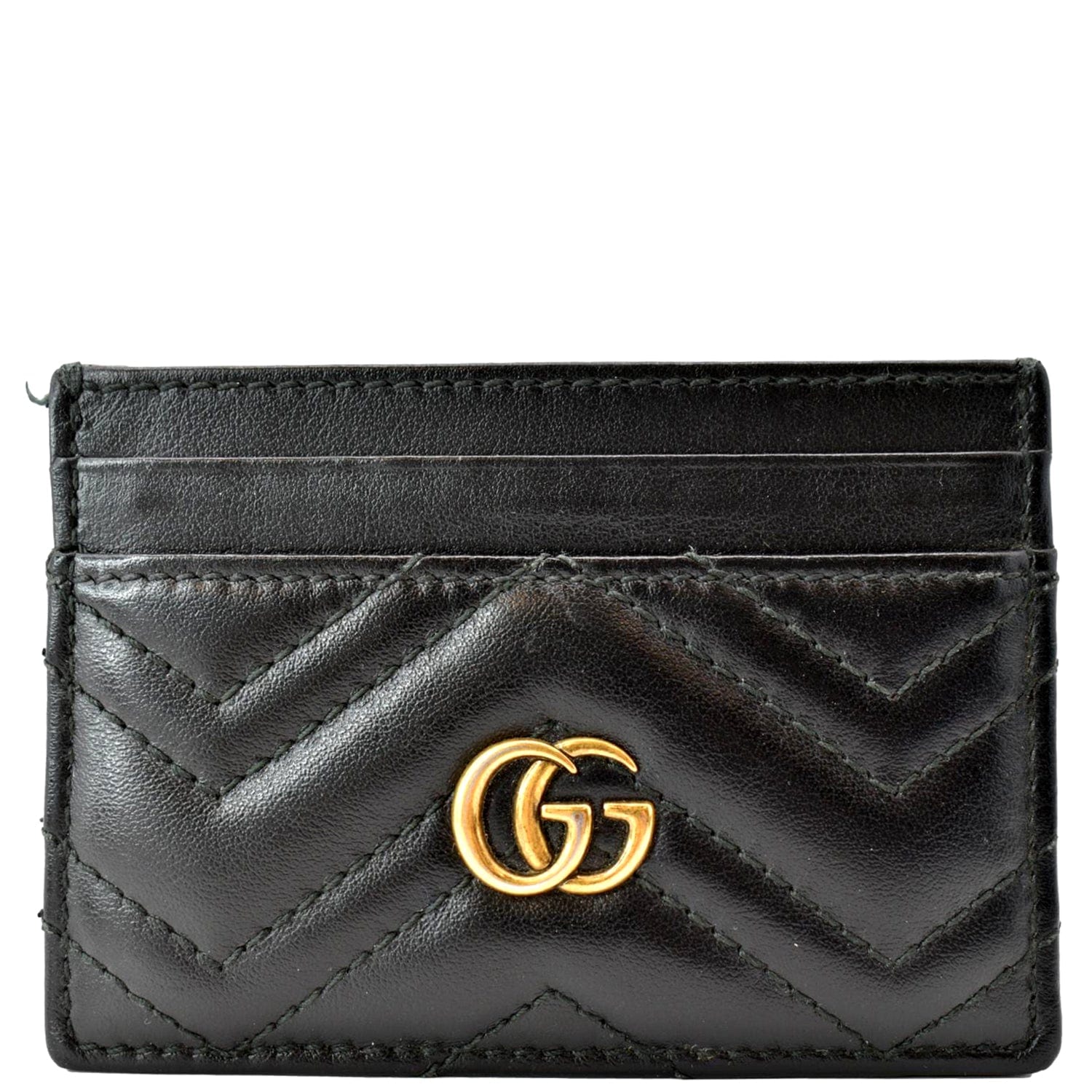 GUCCI GG Marmont Leather Card Case Black 443227