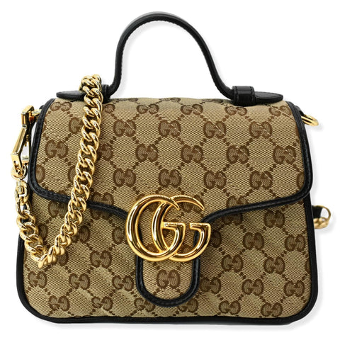 GUCCI GG Marmont Mini Top Handle Crossbody Bag 583571 Beige