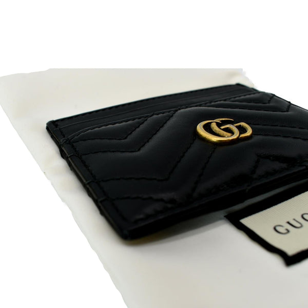 GUCCI GG Marmont Leather Card Case Black 443227
