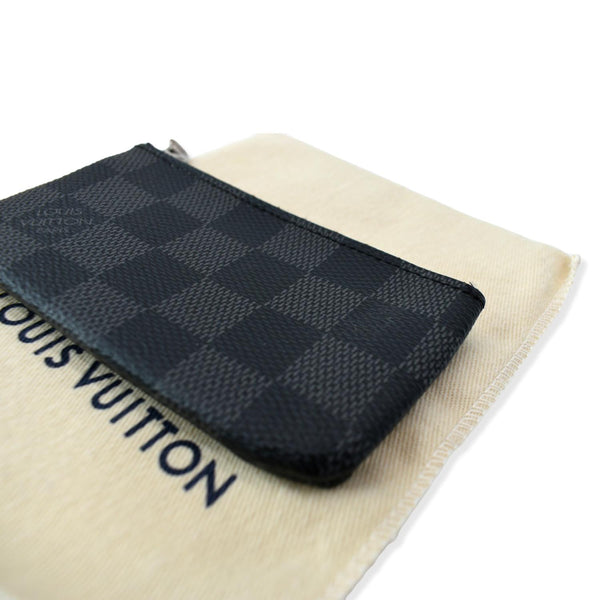 LOUIS VUITTON Pochette Key Cles Damier Graphite Coin Case Black