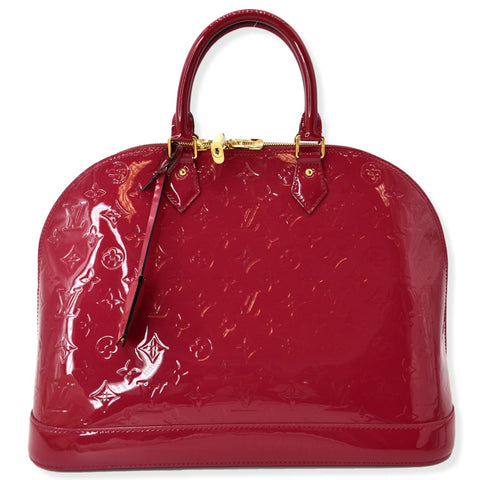LOUIS VUITTON Alma GM Monogram Vernis Leather Satchel Bag Pink