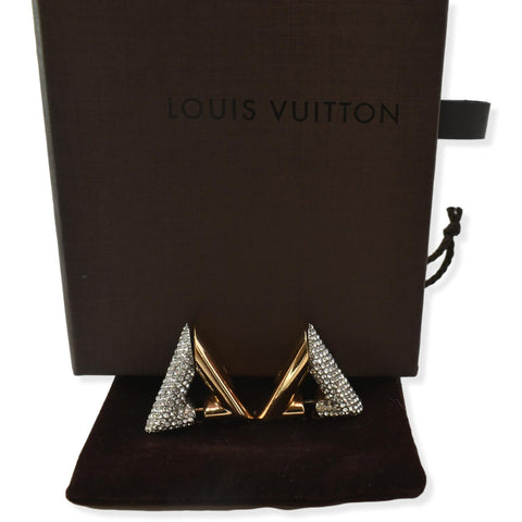LOUIS VUITTON Crystal Volt Earrings Gold