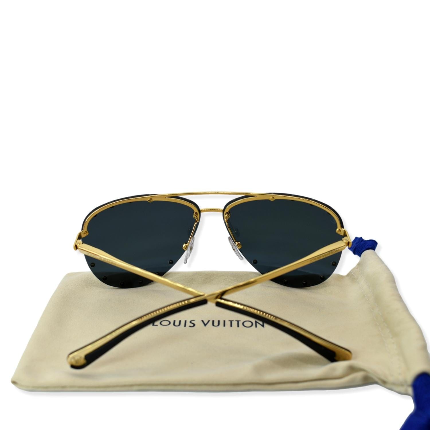 LOUIS VUITTON Monogram The Party Aviator Sunglasses Z1365U Gold