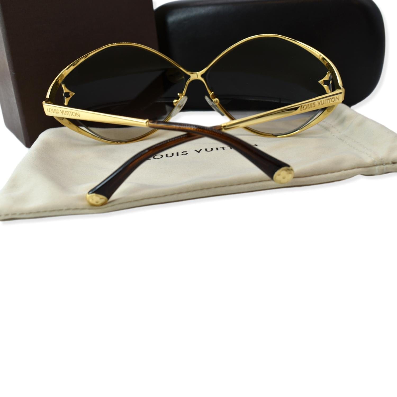 Louis Vuitton Brown and Gold Speckled Sunglasses LOUIS VUITTON Sunglasses Z0283E Gold Gradation Brown Glitter  main image 2