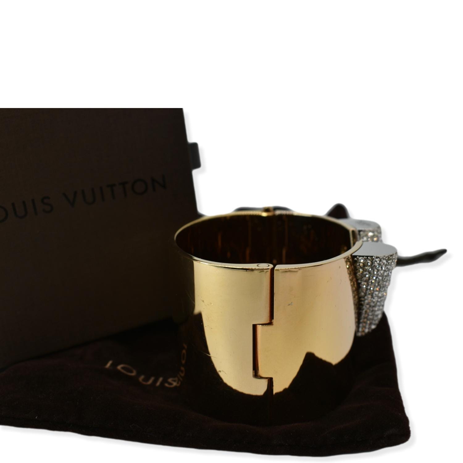 Louis Vuitton Essential V Bracelet Crystal Embellished Metal Gold 21971893