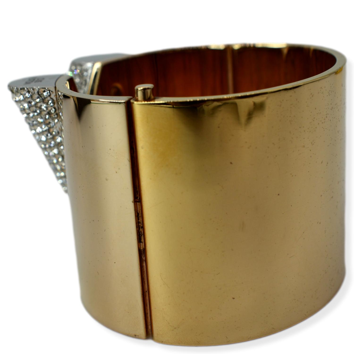 LOUIS VUITTON 'Essential V' Cuff Bracelet in Golden Finish Brass