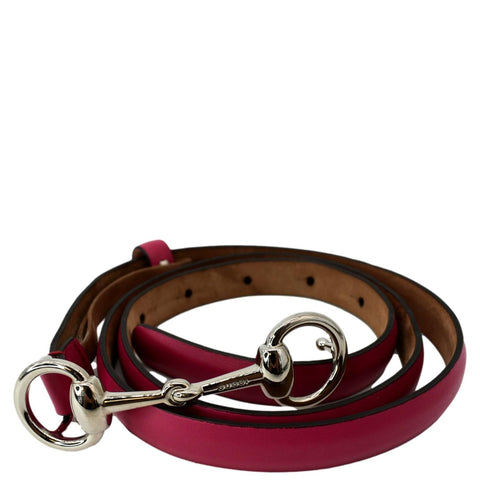 GUCCI Horsebit Leather Belt Pink Size 80/32
