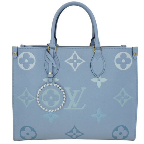 LOUIS VUITTON Onthego MM Giant Monogram Empreinte Tote Shoulder Bag Blue