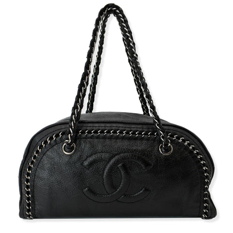CHANEL CC Chain Around Leather Bowling Bag Black