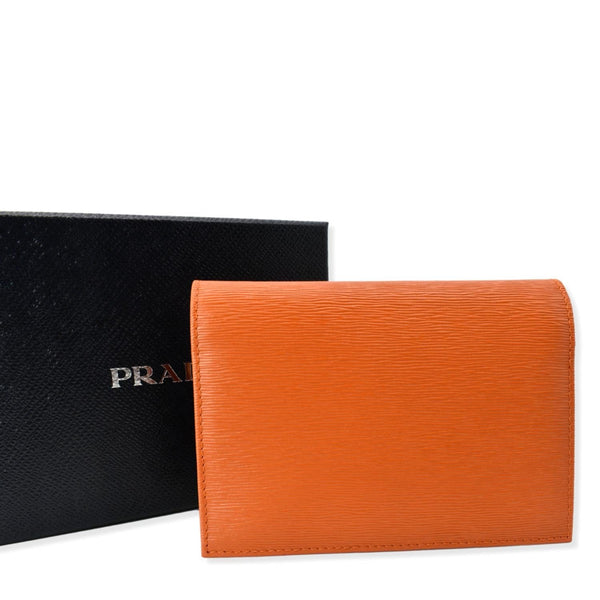 PRADA Vitello Move Bifold Leather Compact Wallet Papaya