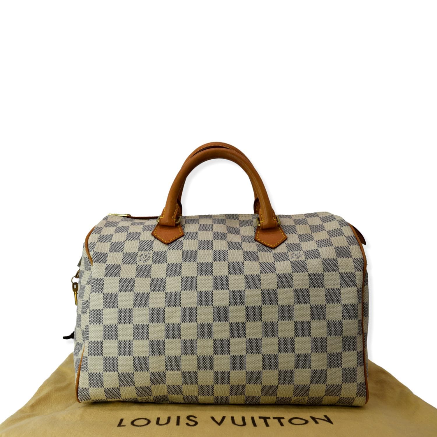 Rare Vintage Genuine Louis Vuitton LV White Rainbow Monogram Damier Azur  Canvas Leather Speedy 30 Shoulder Satchel Double Handles Bag