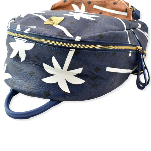 MCM Medium Palm Tree Visetos Coated Canvas Backpack Blue