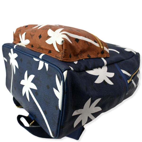MCM Medium Palm Tree Visetos Coated Canvas Backpack Blue
