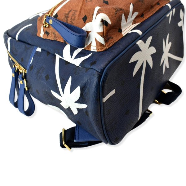 MCM Medium Palm Tree Visetos Coated Canvas Backpack Blue