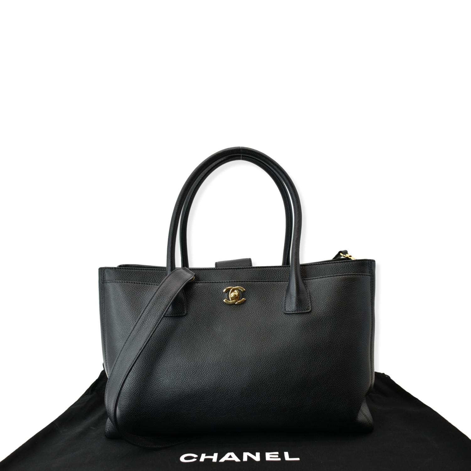 CHANEL Executive Cerf Tote Black Calfskin Gold Hardware 2013 - BoutiQi Bags