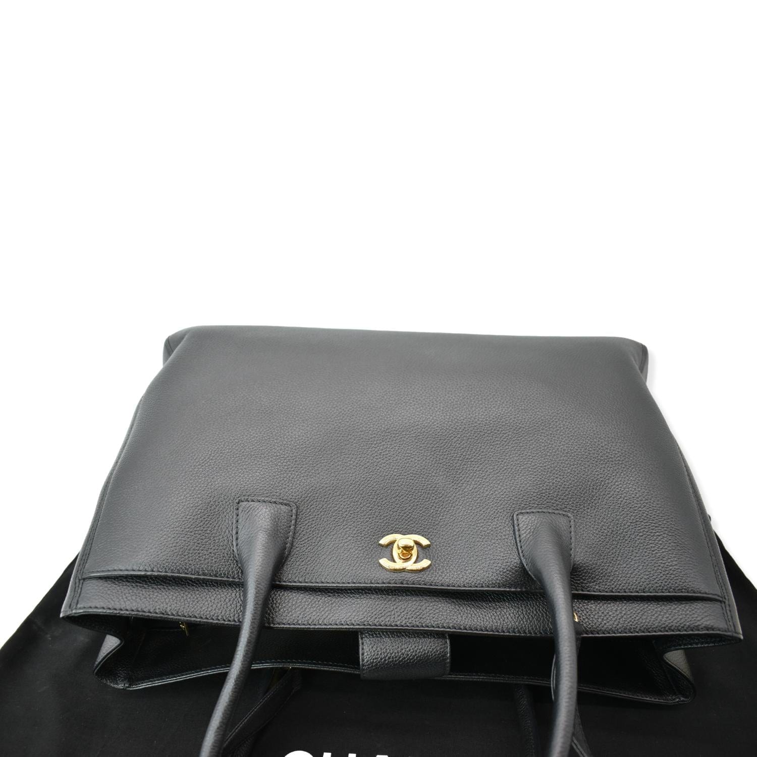 CHANEL EXECUTIVE TOTE BAG, black caviar leather with silver tone