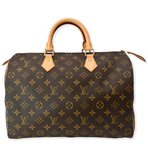 Louis Vuitton Speedy 35 Monogram Canvas Satchel Bag Brown