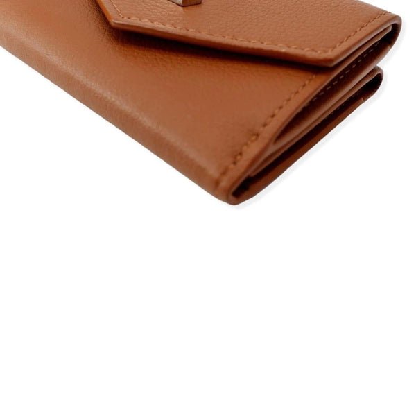 LOUIS VUITTON Lockmini Calfskin Leather Card Case Wallet Brown