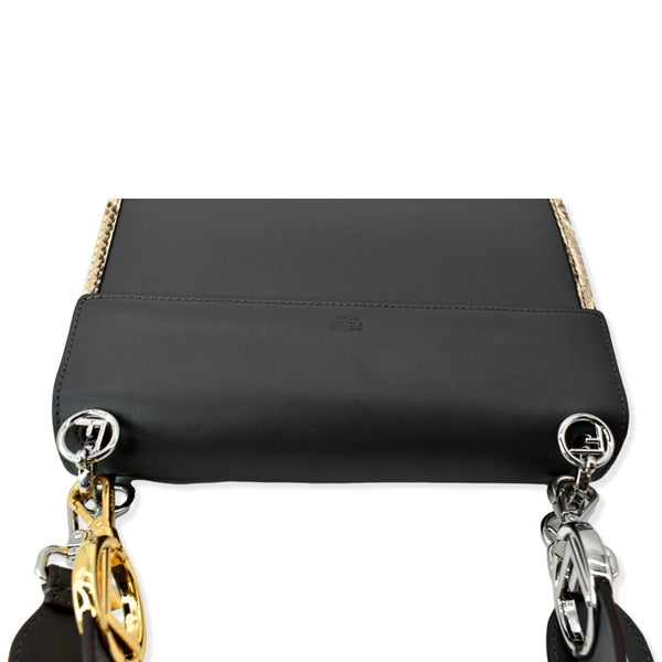 FENDI Kan I F Logo Python Leather Shoulder Bag Black