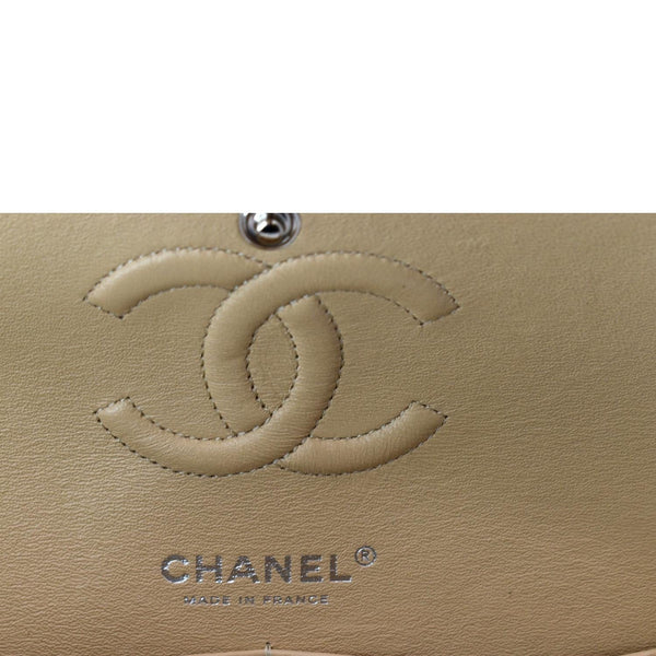 CHANEL Classic Double Flap Medium Leather Shoulder Bag Camel Beige