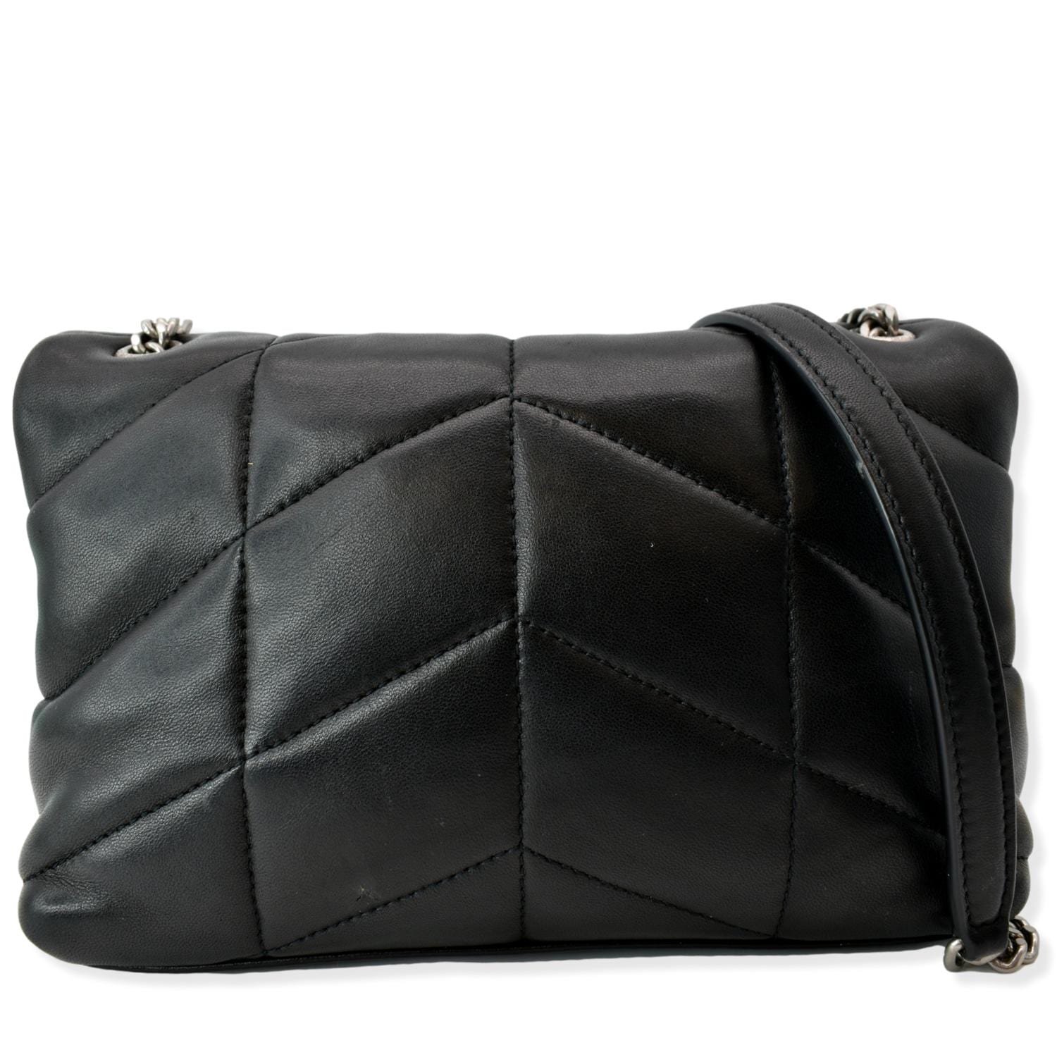 Chanel Dark Grey Quilted Puffy Leather Handbag Tote