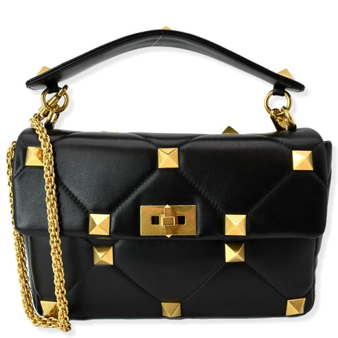 VALENTINO Garavani Roman Stud Leather Crossbody Bag Black - Hot Deals