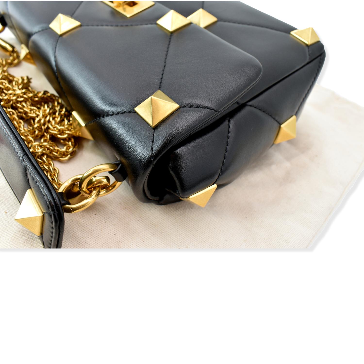 VALENTINO Garavani Roman Stud Leather Crossbody Bag Black - Hot Deals