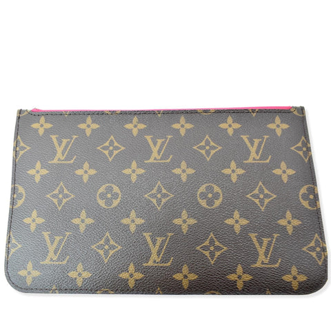 LOUIS VUITTON Neverfull Monogram Canvas Pochette Wristlet Pouch Brown