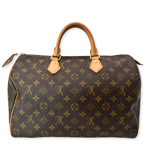 LOUIS VUITTON  Speedy 35 Monogram Canvas Satchel Bag Brown
