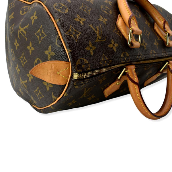 LOUIS VUITTON  Speedy 35 Monogram Canvas Satchel Bag Brown
