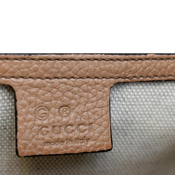 GUCCI Soho GG Flap Leather Chain Crossbody Bag Rose Beige 536224