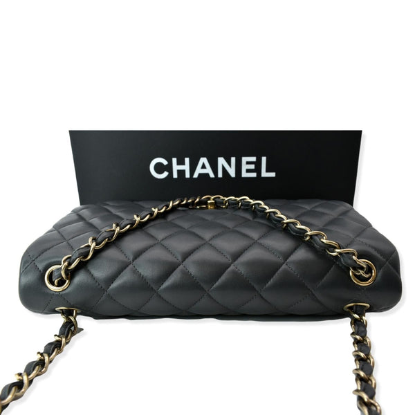 Chanel quilted leather big CC buckle chain flap bag small black
