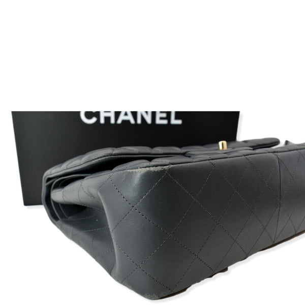 CHANEL Classic Jumbo Double Flap Lambskin Leather Shoulder Bag Dark Gray