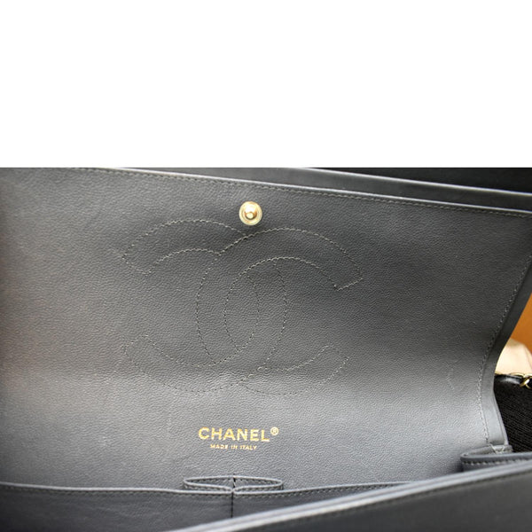 CHANEL Classic Jumbo Double Flap Lambskin Leather Shoulder Bag Dark Gray