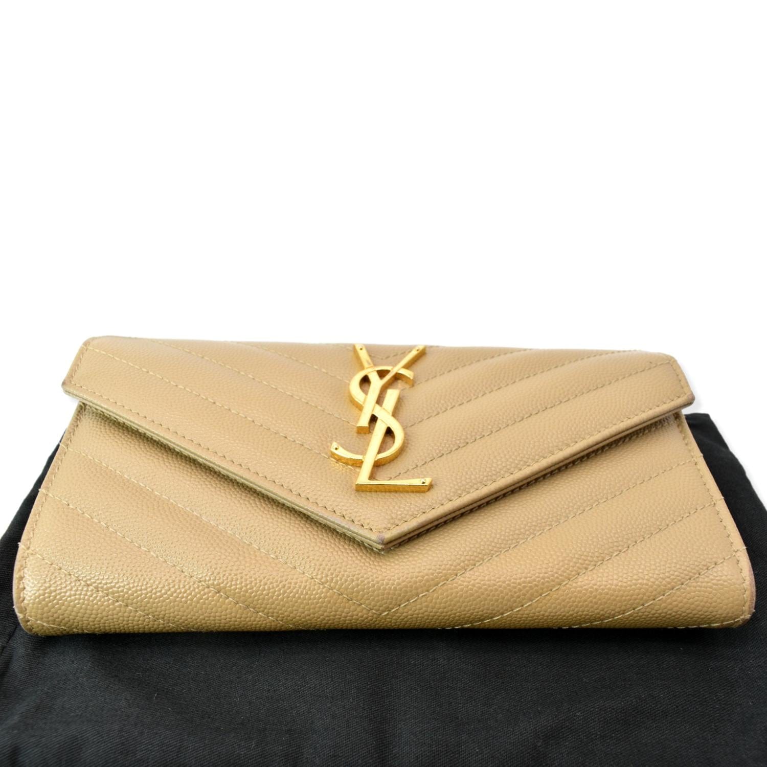 Only 118.00 usd for YVES SAINT LAURENT Monogram Grain Leather Card Case  Beige Online at the Shop