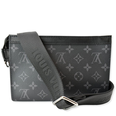 Louis Vuitton Gaston Wearable Monogram Eclipse Reverse Wallet Crossbody Bag Gray