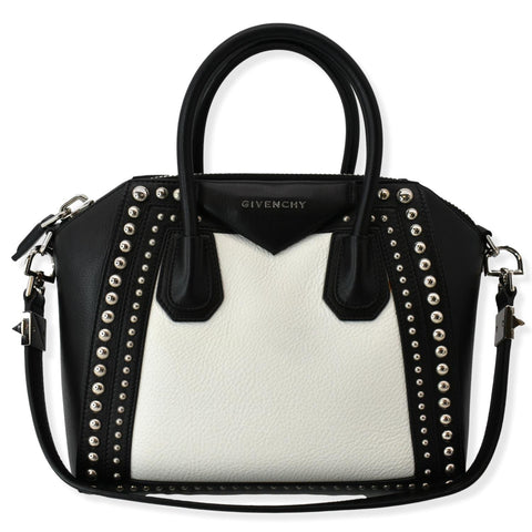 GIVENCHY Studded Antigona Nude Small Calfskin Leather Shoulder Bag Black
