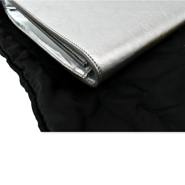 YVES SAINT LAURENT Belle de Jour Leather Clutch Bag Silver